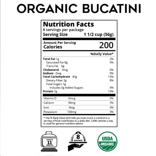 Organic Bucatini Pasta from Durum Wheat Semolina