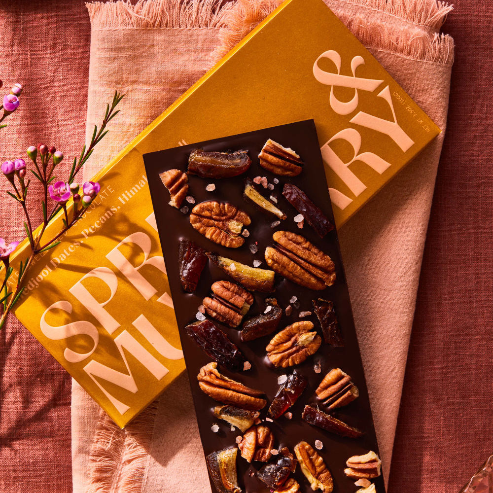 Medjool Dates, Pecan, and Himalayan Salt Dark Chocolate Bar